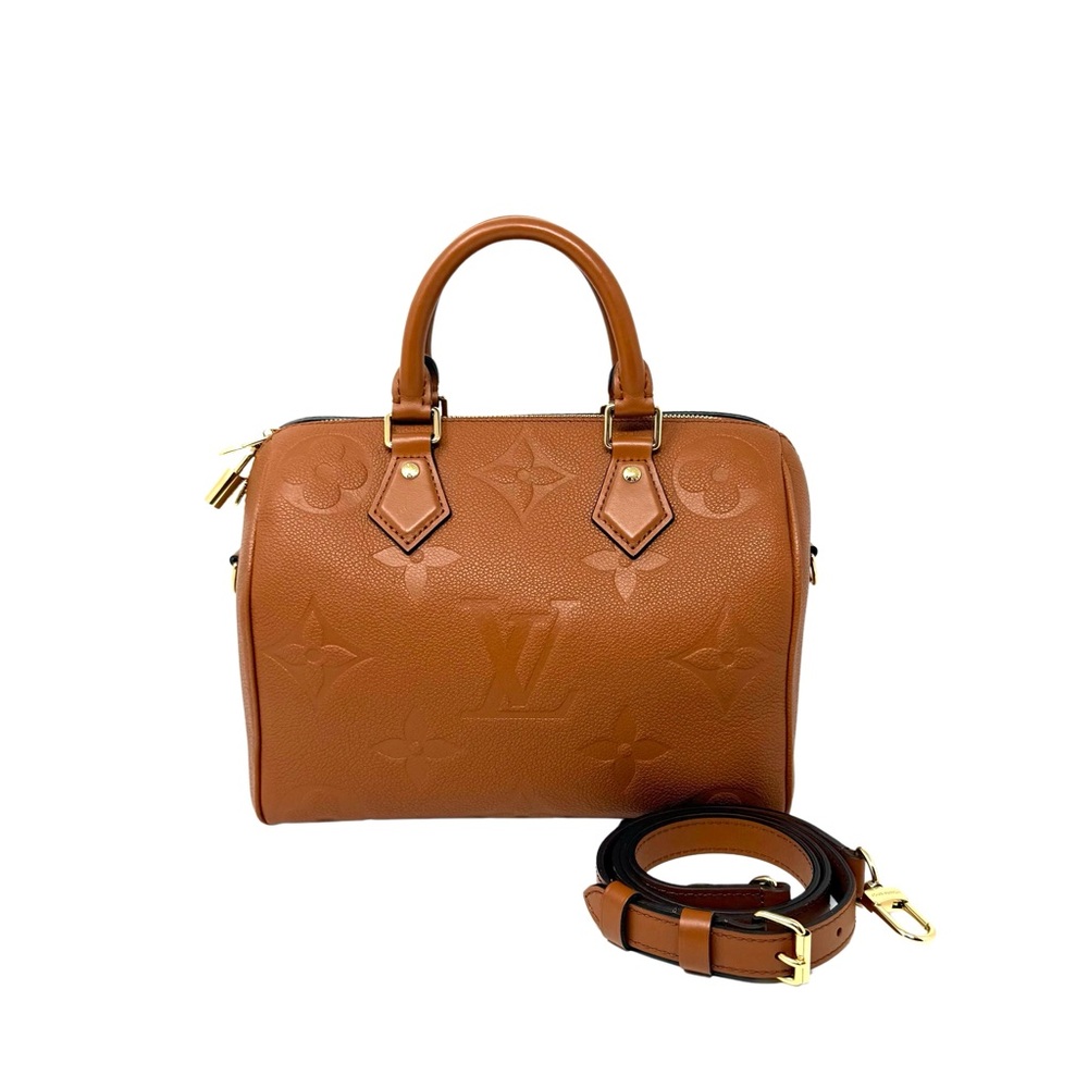 Louis Vuitton Speedy 25 Bandoliere Cognac Brown Handbag Giant Monogram Limited